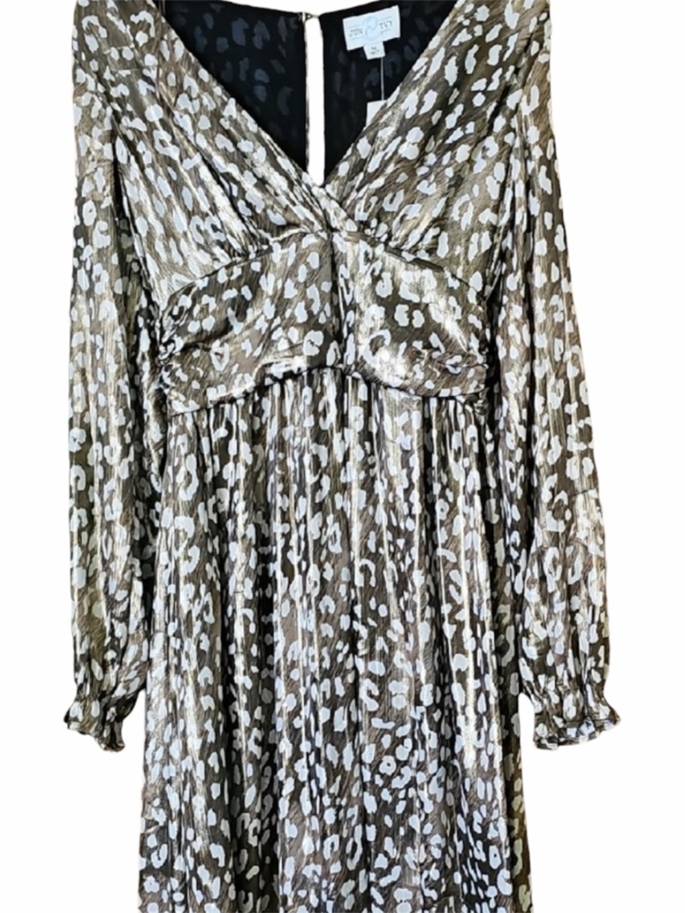 Francesca's Collections Limelight Lurex Leopard Maxi Dress Formal Evening Gold - Picture 4 of 8
